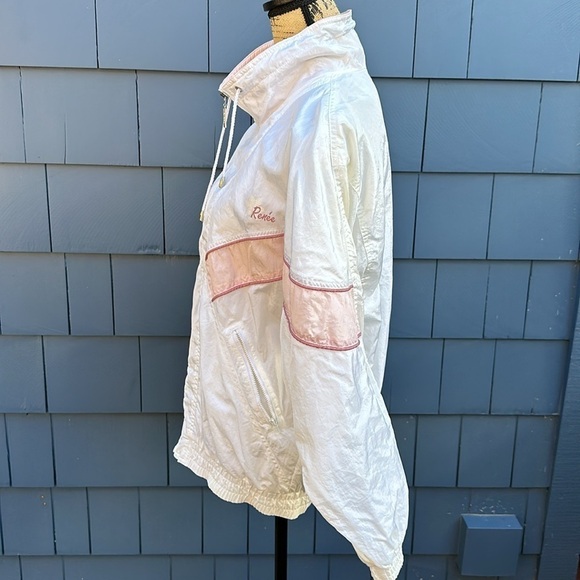 🩷🤍🩷Vintage 80s, Renee windbreaker jacket, white, and pink - Picture 6 of 7